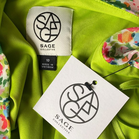 Sage Collective Floral Green Wrap Dress. - Picture 6 of 7